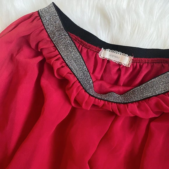 Soprano girls red bubble mini skirt elastic waist - Picture 4 of 5